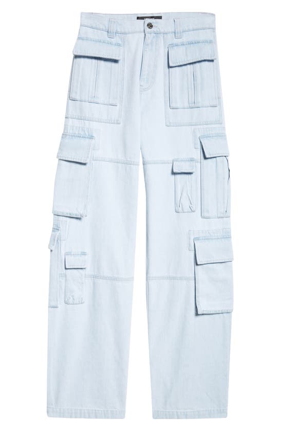 Shop Versace Nonstretch Denim Cargo Jeans In Id700 Light Blue Ice