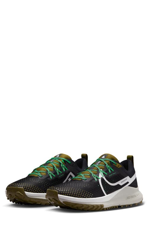 Shop Nike React Pegasus Trail 4 Running Shoe In Black/white/olive