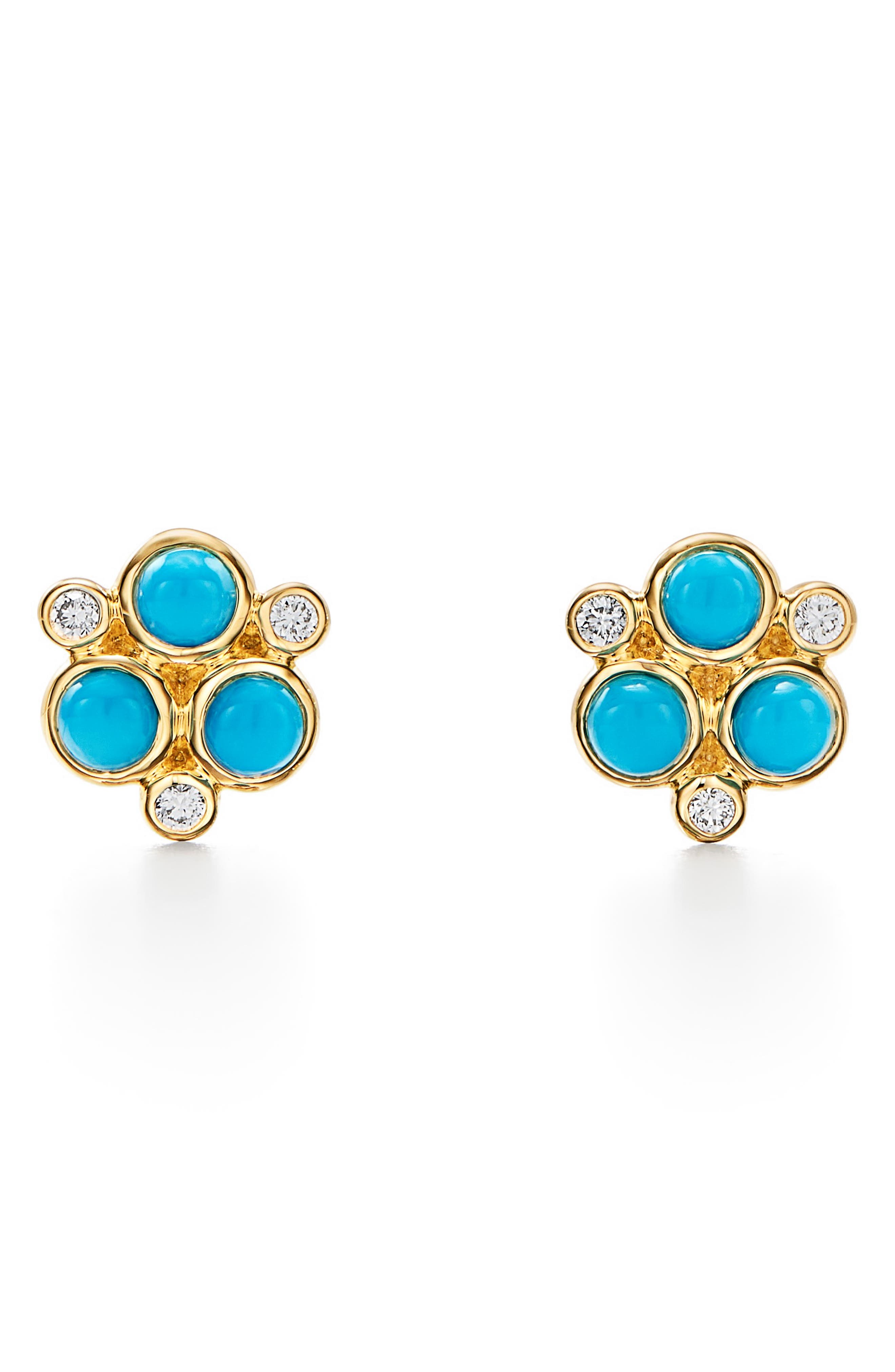 turquoise and diamond stud earrings