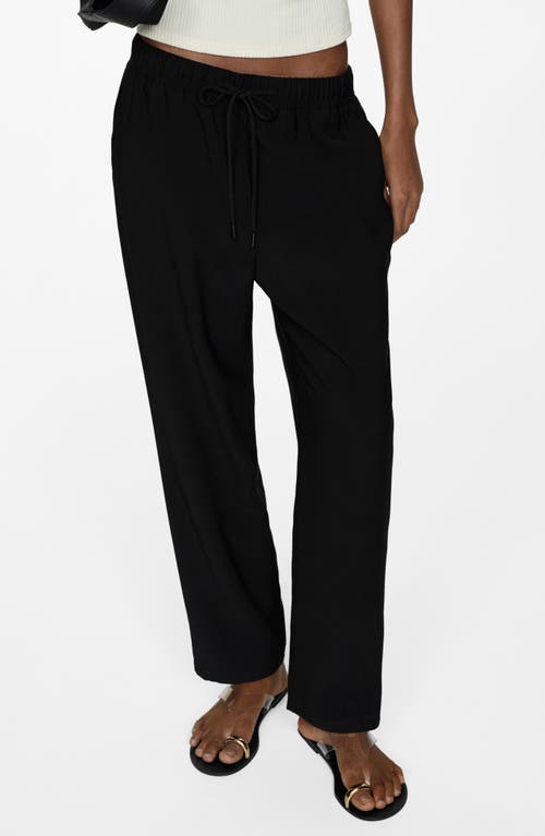 Shop Mango Elastic Waist Jogger Trousers In Black