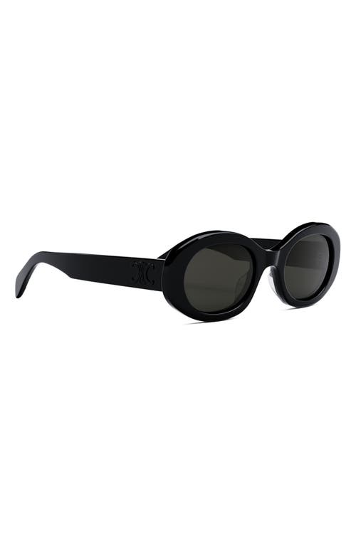 Shop Celine Triomphe 52mm Oval Sunglasses In Black/smoke