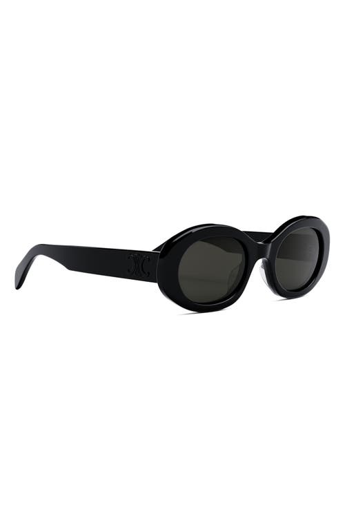 Celine Triomphe Logo Oval Acetate Sunglasses In Black/smoke