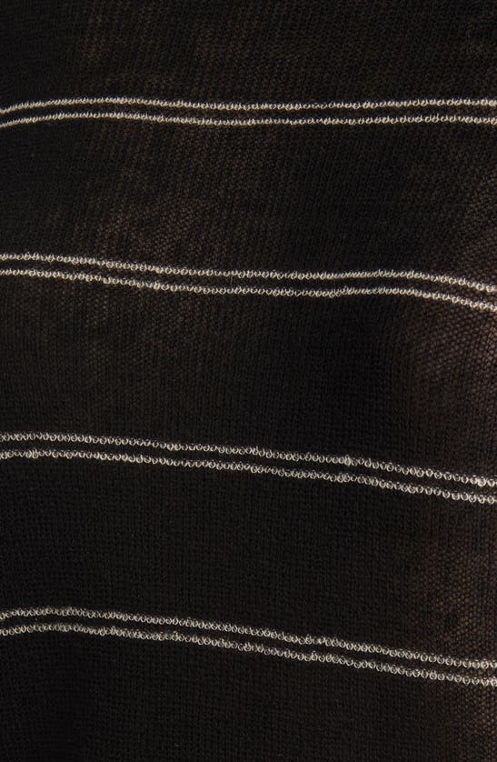 Max Mara Calamo Striped Linen Blend Knit T-shirt In Black