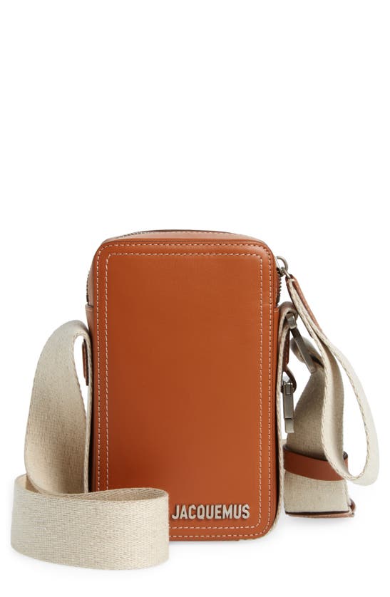Shop Jacquemus Le Cuerda Vertical Leather Shoulder Bag In Light Brown 2