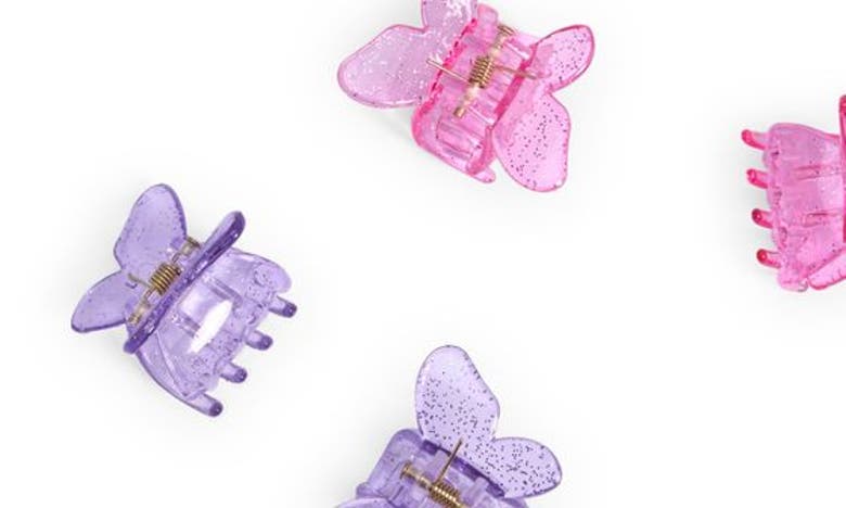 Shop Capelli New York Kids' Assorted 12-pack Glitter Butterfly Jaw Clips In Purple Combo