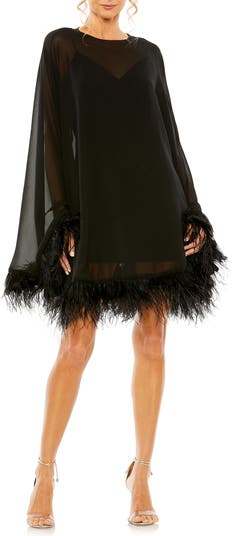 Alice + Olivia Women's Izola Feather-Trim Minidress - Black - Size 0