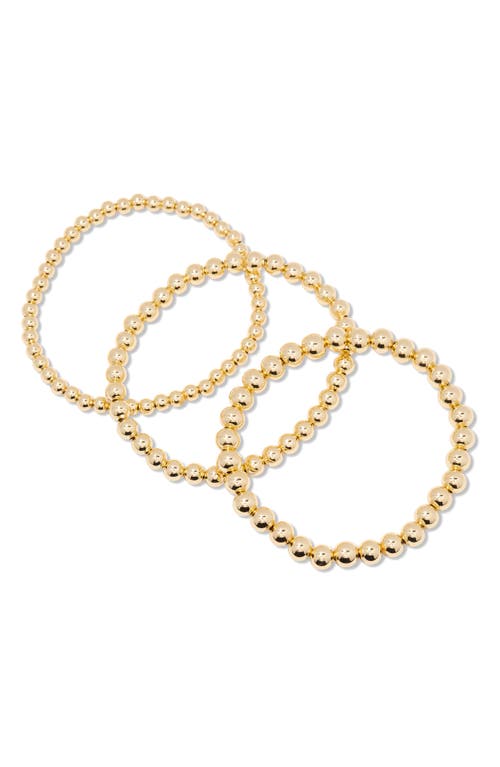 Makenna Set of 3 Beaded Stretch Bracelets in Gold