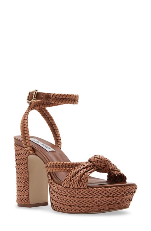 Shop Steve Madden Ibiza Ankle Strap Platform Sandal In Cognac