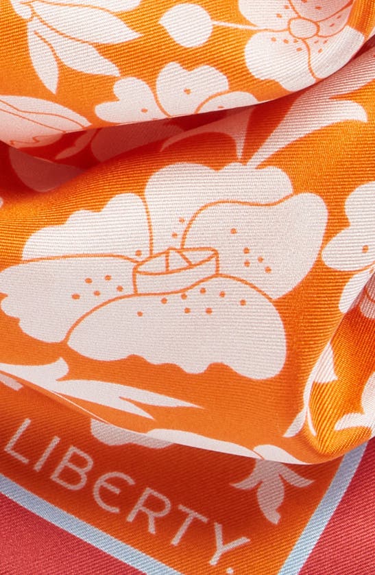 Shop Liberty London Poppy & Daisy Floral Silk Scarf In Orange