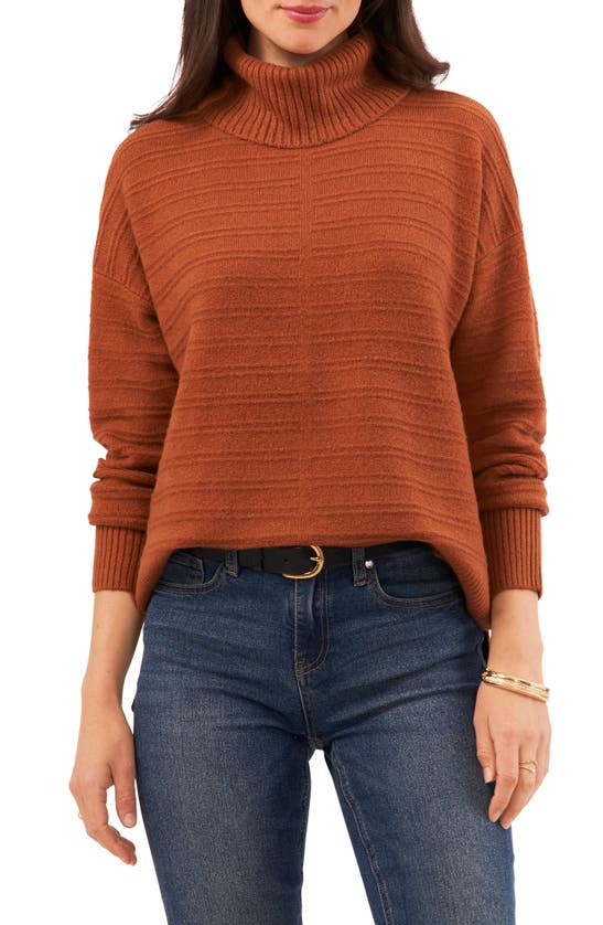 Shop Vince Camuto Textured Turtleneck Sweater In Sierra