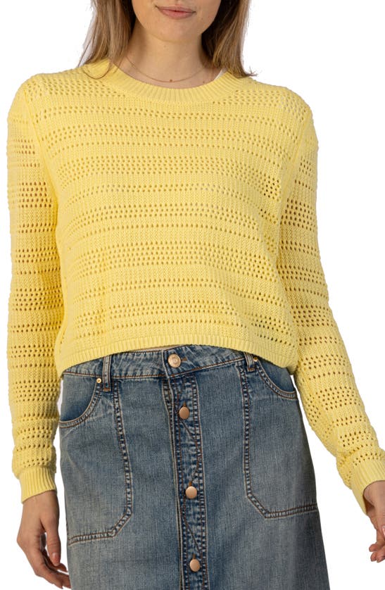 Shop Kut From The Kloth Open Stitch Crop Sweater In Sunshine