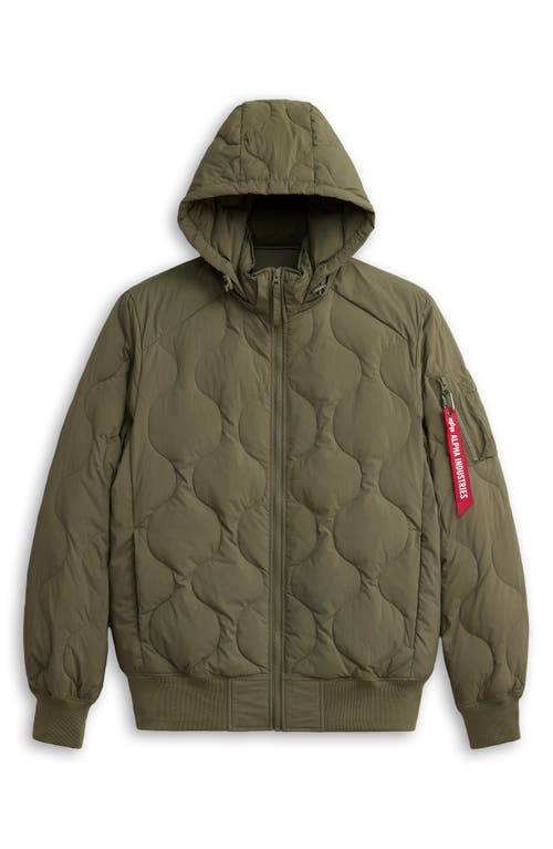 Shop Alpha Industries Lightweight Quilted Water Resistant Down Jacket In Green