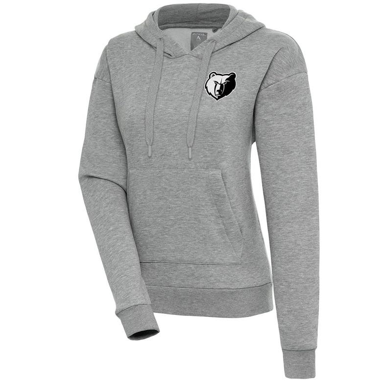 Shop Antigua Heather Gray Memphis Grizzlies Brushed Metallic Victory Pullover Hoodie