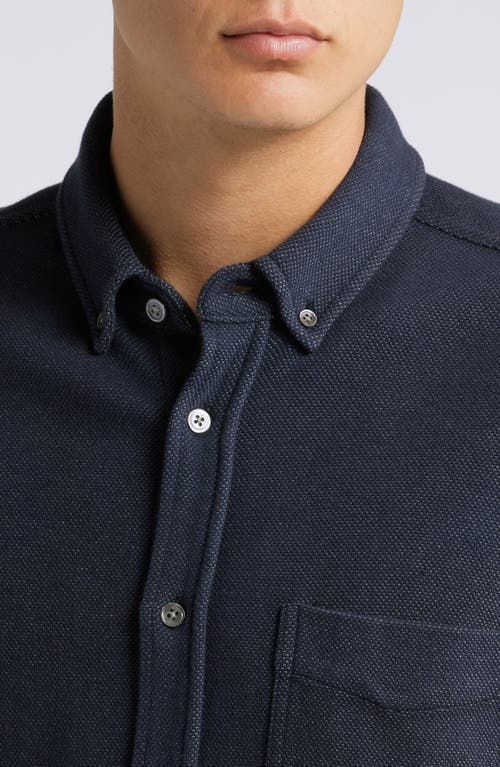 Shop Rails Vincent Bird's Eye Knit Button-down Shirt In Dark Navy