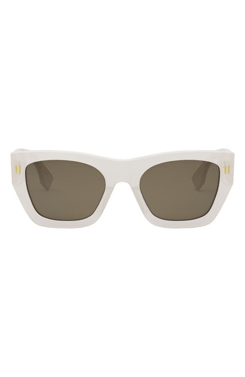 'Fendi Roma 63mm Rectangular Sunglasses in White /Brown at Nordstrom