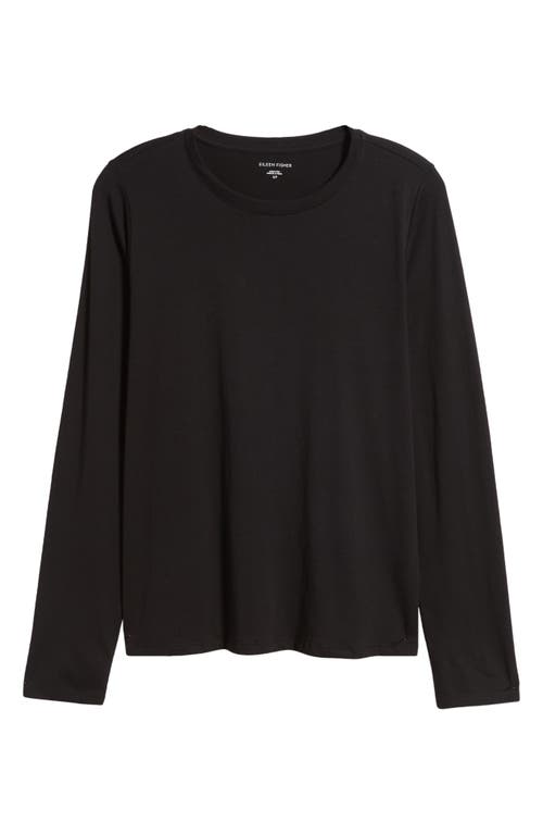 Shop Eileen Fisher Long Sleeve Organic Cotton T-shirt In Black