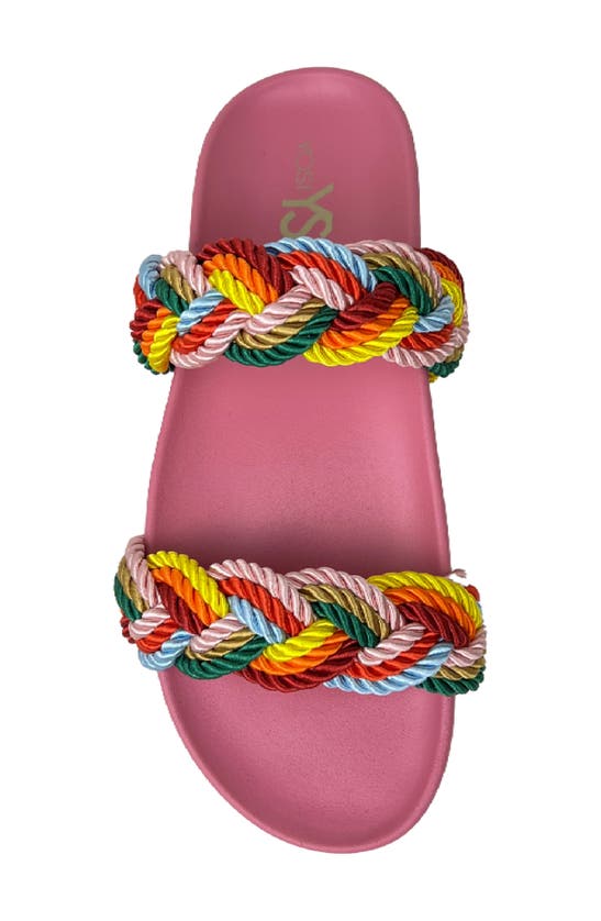 Shop Yosi Samra Michelle Double Strap Slide Sandal In Pink Multi