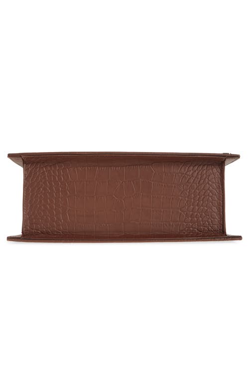 Anima Iris Medium Zaza Grande Croc Embossed Leather Top Handle Bag In Dark Brown