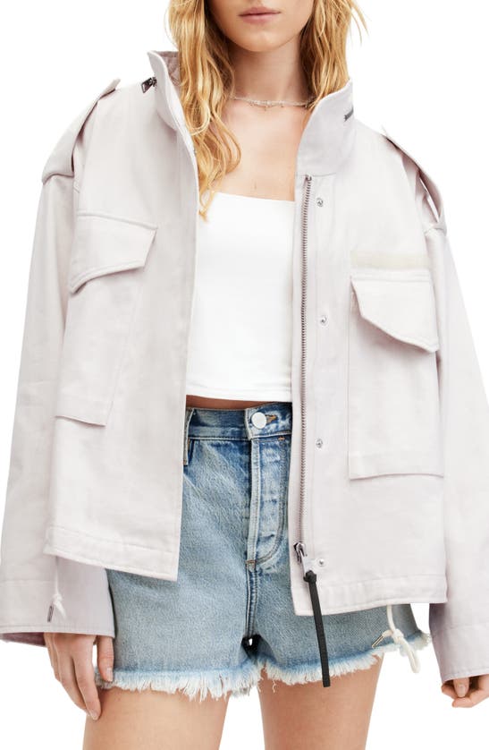 Shop Allsaints Amelia Cotton Jacket In White Sand