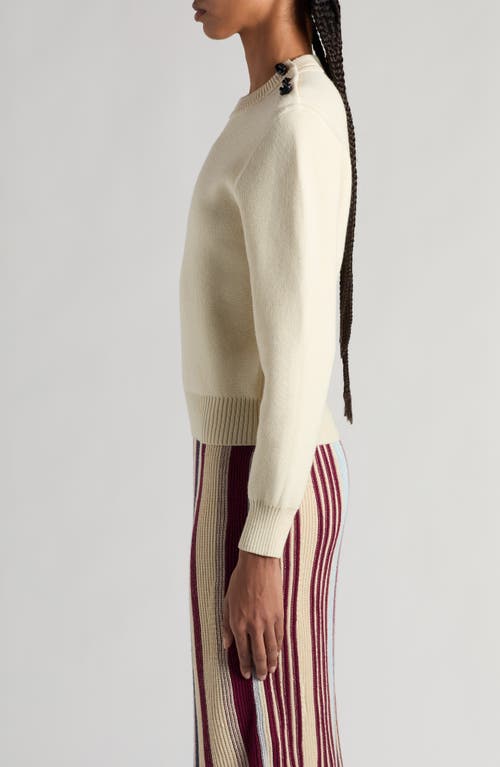 Shop Bottega Veneta Shoulder Detail Lightweight Wool Crewneck Sweater In Dove