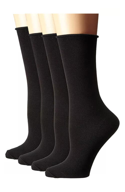 Stems 4-Pack Roll-Top Crew Socks in Black at Nordstrom