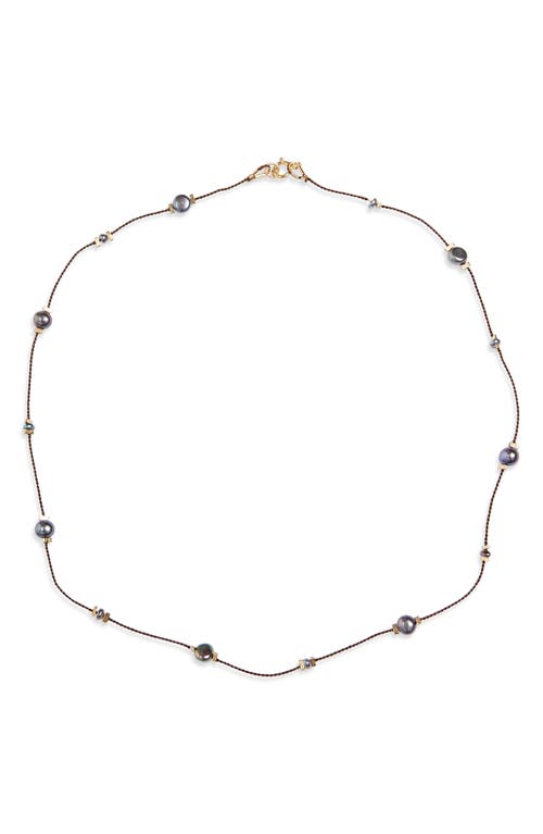 Desnuda Pearl Station Necklace in Rock