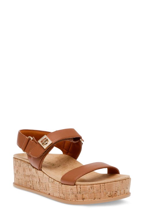 Anne Klein Verse Womens Woven Adjustable Platform Sandals In Cognac