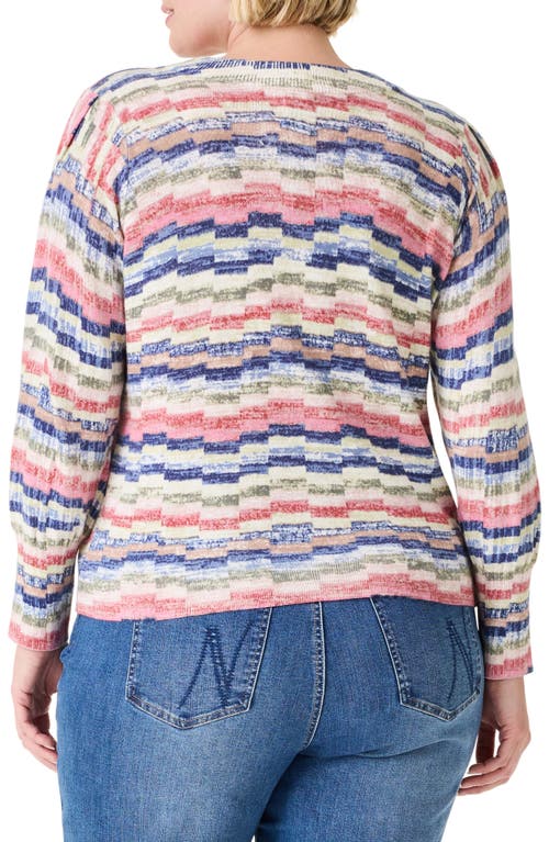 Shop Nic + Zoe Nic+zoe Abstract Stripe Sweater In Pink Multi