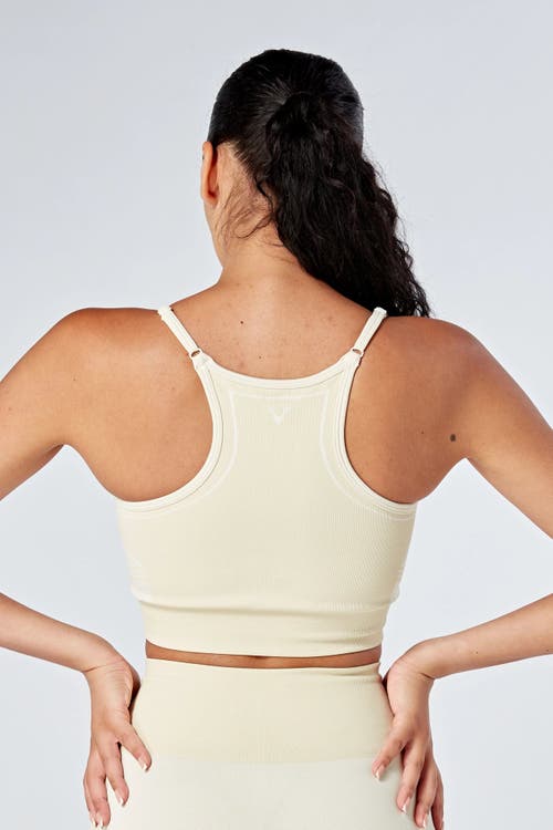 Shop Twill Active Recycled Color Block Body Fit Seamless Sports Bra In Stone