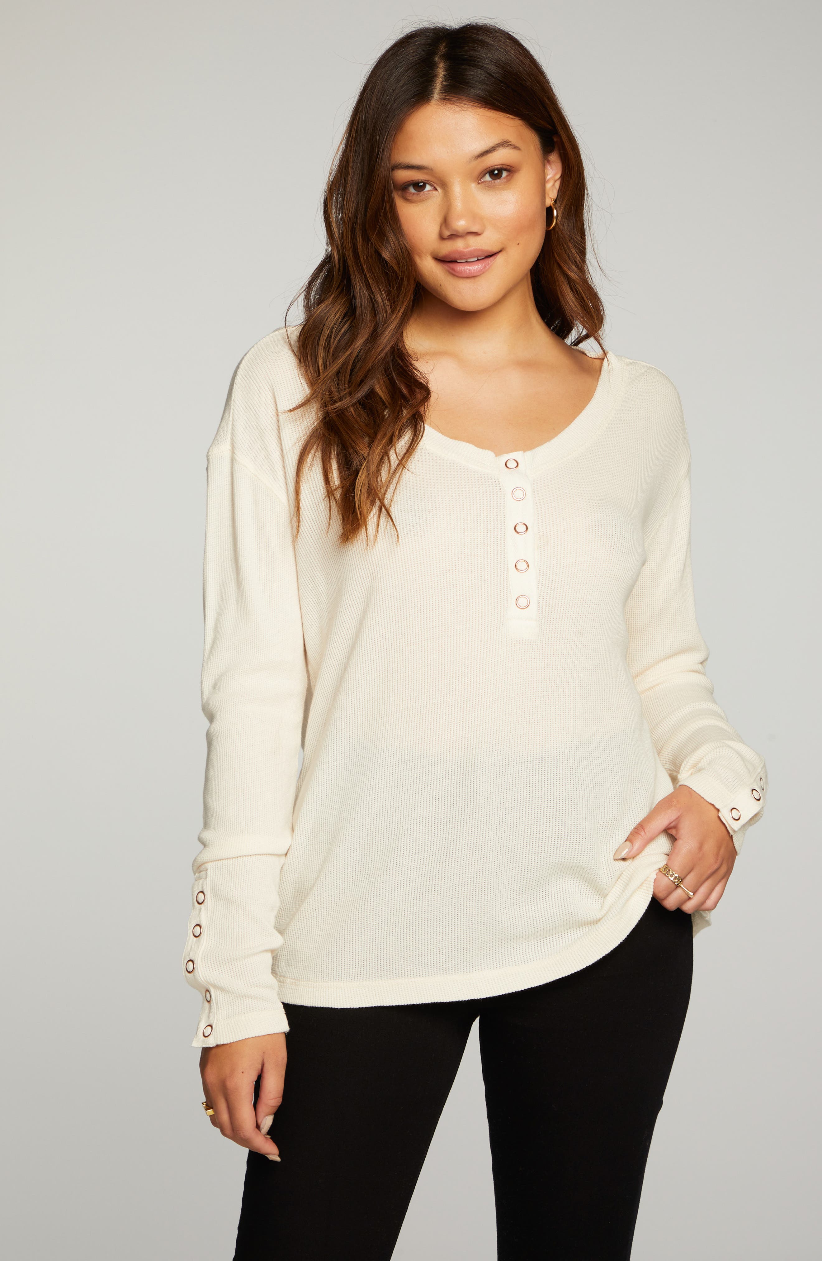 Chaser Waffle Knit Long Sleeve Henley 