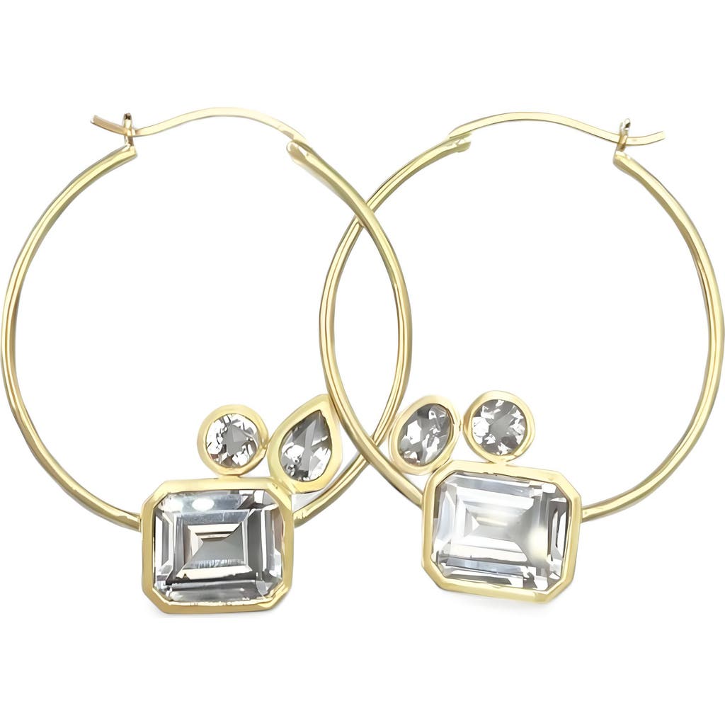 LESLIE PAIGE LESLIE PAIGE MIX-CUT TOPAZ HOOP EARRINGS