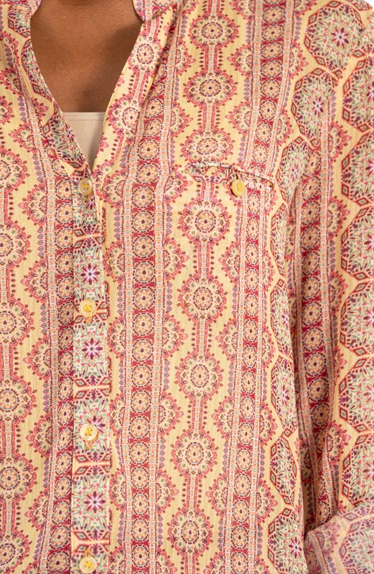 Shop Kut From The Kloth Jasmine Chiffon Button-up Shirt In Albi Stripe-yellow