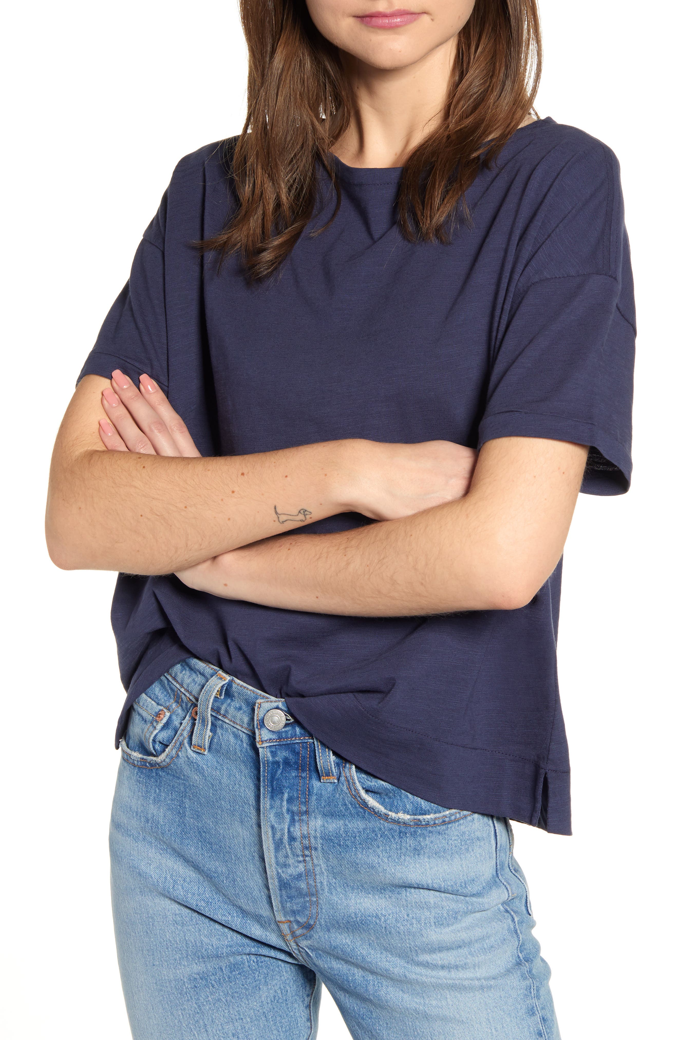 Alex Mill Slub Boxy Tee In Navy | ModeSens