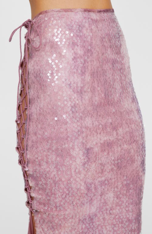 Shop Nasty Gal Sequin Lace-up Side Maxi Skirt In Pink