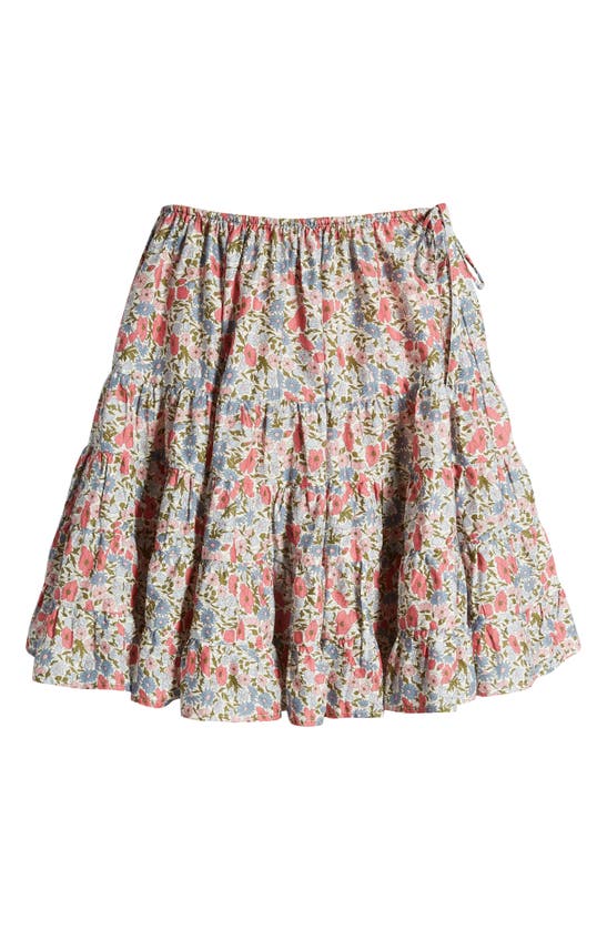 Shop Merlette X Liberty London Hill Floral Print Cotton Tiered Skirt In Liberty Pink Print