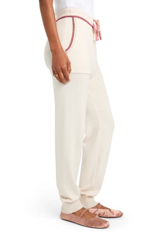 Shop Splendid Elizabeth Cotton Blend Knit Joggers In Snow Heather/holly