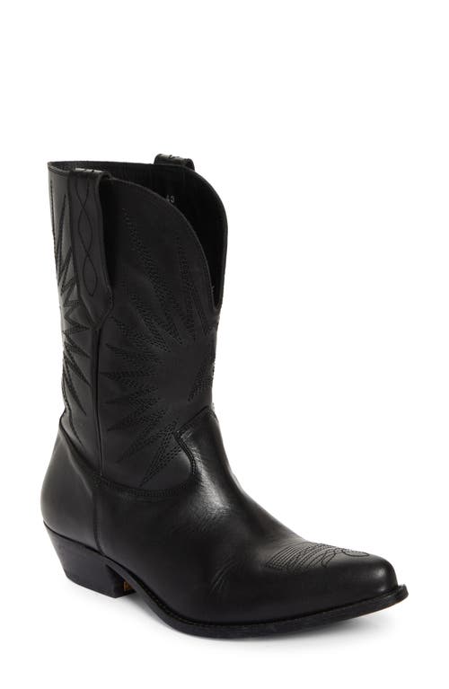 Golden Goose Wish Star Pointed Toe Western Boot In Black