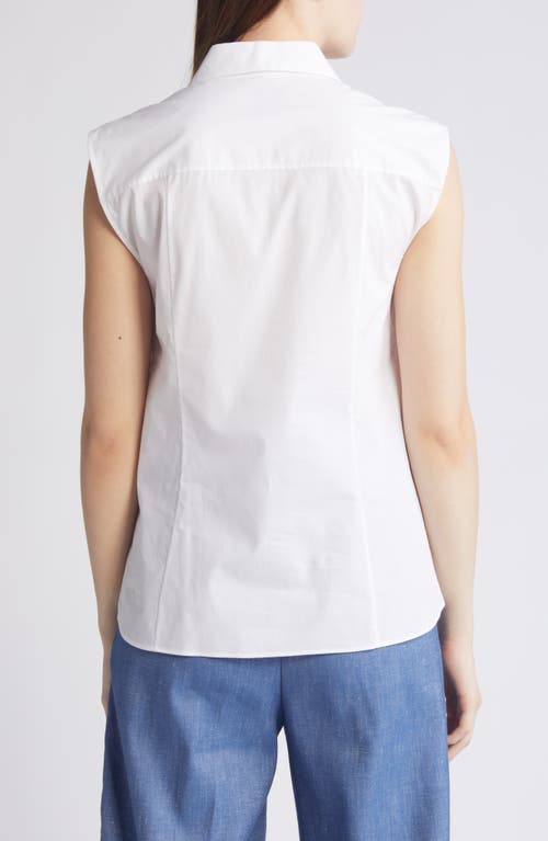 Hugo Boss Bashiva Poplin Sleeveless Blouse In White