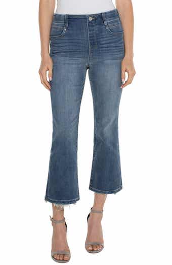 Liverpool Los Angeles Gia Glider Frayed Pull-On Crop Flare Jeans