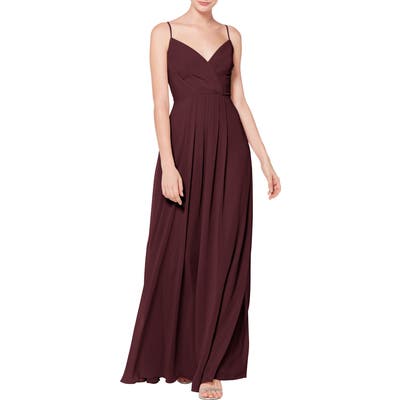 #levkoff Surplice Neck Chiffon Evening Dress, Burgundy