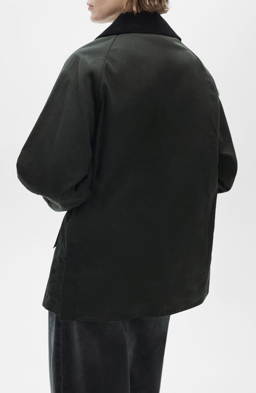 MANGO MANGO CORDUROY COLLAR WAXED EFFECT OVERSIZE JACKET