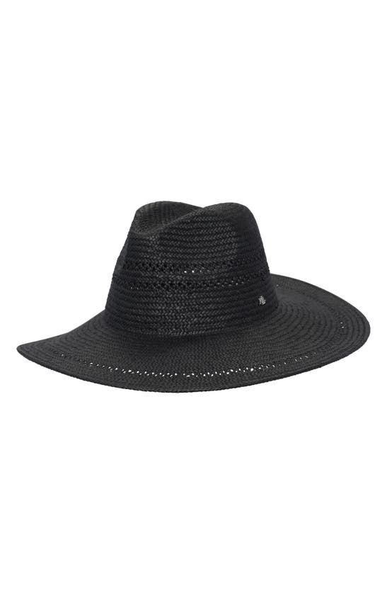 Shop Lauren Ralph Lauren Openwork Straw Sun Hat In Black