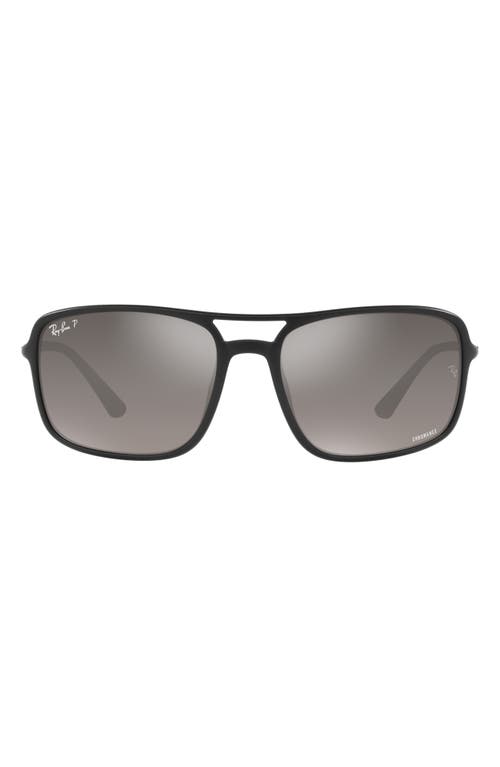 Ray-Ban 60mm Gradient Polarized Rectangular Sunglasses in Matte Black at Nordstrom