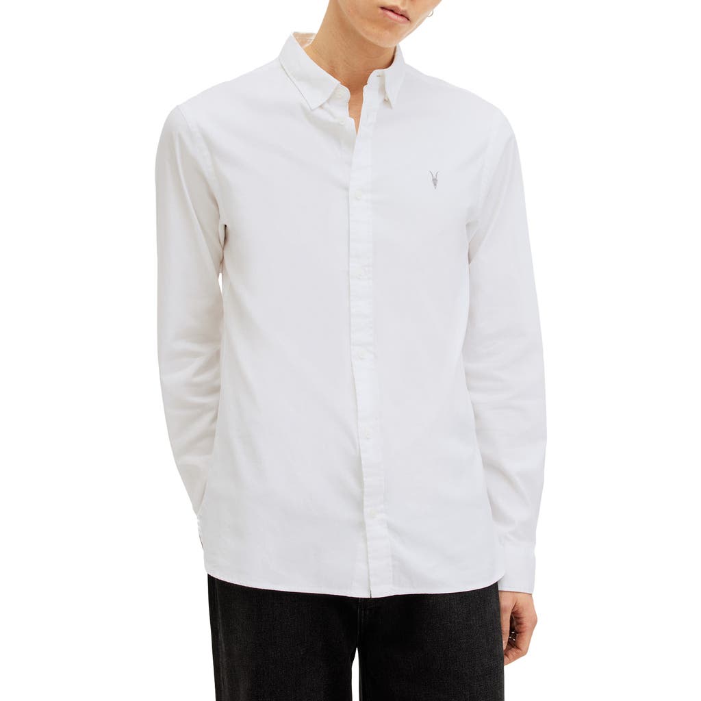 Allsaints Lovell Cotton Slim Fit Button Down Shirt In White