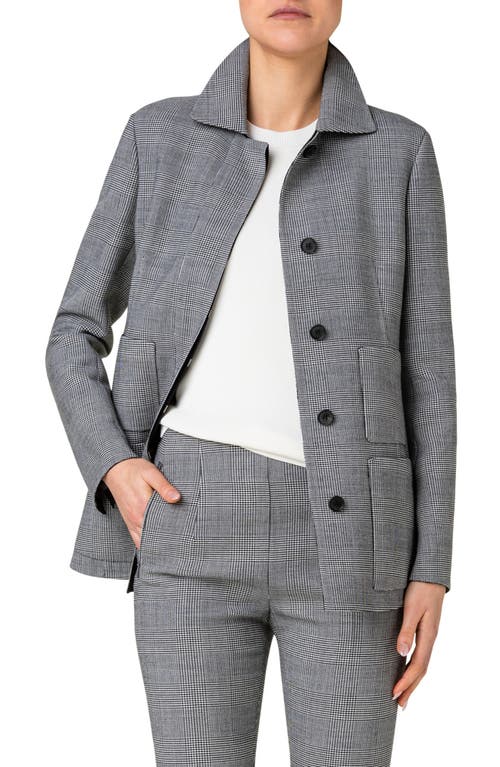 Akris Ebbe Windowpane Plaid Stretch Virgin Wool Jacket In Gray