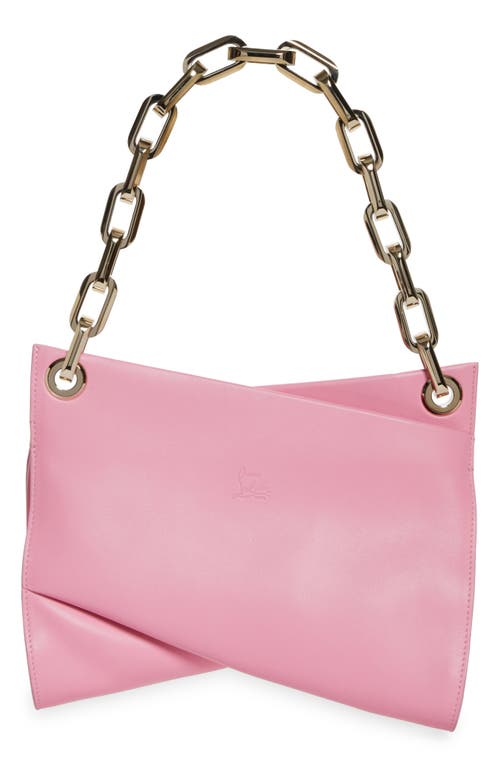 Shop Christian Louboutin Loubitwist Chain Leather Shoulder Bag In P946 Calipso/gold