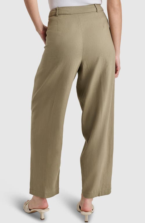 Shop Dkny Pleated Straight Leg Trousers In Light Fatigue