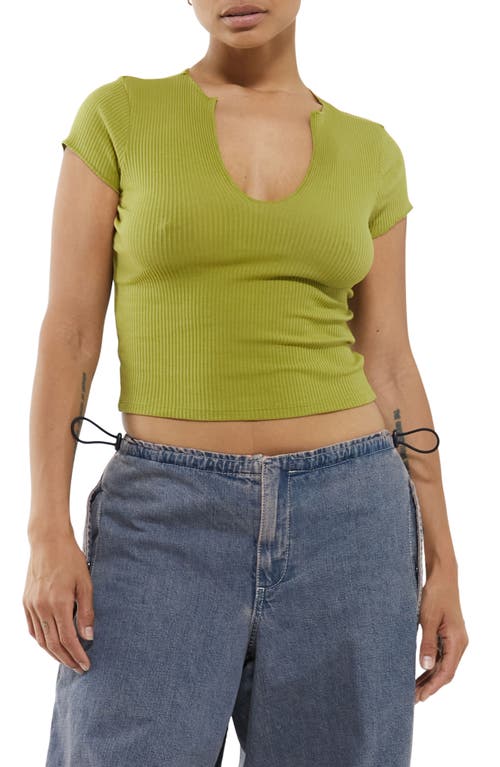 BDG Urban Outfitters Nola Notch Neck Stretch Cotton Crop Top in Green