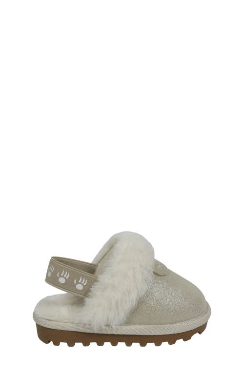 Bearpaw Girl's Faux Fur Trim Flats In Champagne Glitter