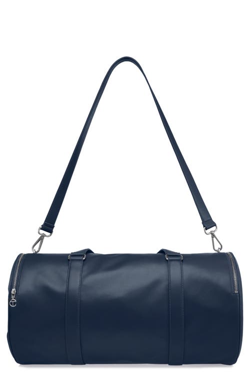 Shop Telfar Large Faux Leather Duffle Bag In Navy